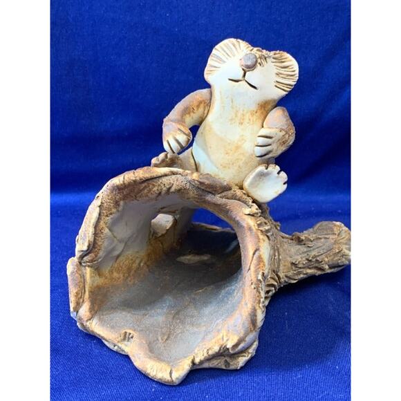 Unique Handmade Clay Pottery Koala Sitting on Hallow Log - Picture 6 of 8